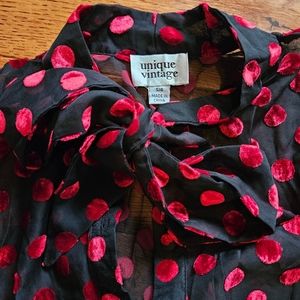 Unique Vintage Red Polkadot Blouse